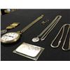 Image 2 : POCKET WATCH, WAR MEDAL, 2 NECKLACES, EARRINGS & 1 OUNCE 0.999 SILVER TROY