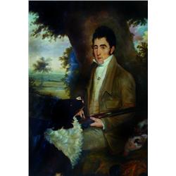 Manner of Theophile Hamel (1817-1870), Canadian A GENTLEMAN AND HIS SPANIEL AFTER THE HUNT, Oil on c