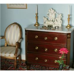 Early 19th Century Swedish Mahogany Commode   the straight front fitted three drawers, flanked by ca