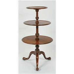 George III Mahogany Dumb Waiter the three circular trays on baluster turned supports to a tripod bas