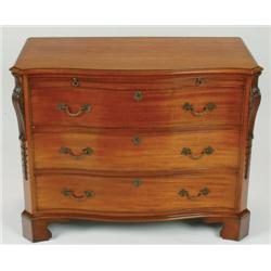 Serpentine Front Mahogany Commode  in the George III manner, fitted brushing slide with three long d