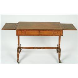 Regency Period Mahogany Writing Table the top inset with tooled leather, similar leather to pullout 