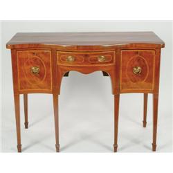 Small George III Mahogany Serpentine Front Sideboard crossbanded with rosewood, fitted central shall