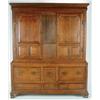 Image 1 : Mid 18th Century Oak Cupboard  the upper section fitted double fielded panel doors centered by a flu