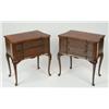 Image 1 : Pair of Crossbanded Walnut Two Drawer Side Tables in the early 18th Century manner, on slender carve