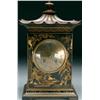 Image 1 : Chinoiserie Lacquer Cased Mantel Clock the movement fronted by a brass dial, contained in a rectangu