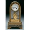 Image 1 : French Gilt Bronze and Marble Cased Mantel Clock the movement fronted by a white enamel dial, contai