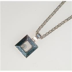 Chopard 18k White Gold ""Happy Diamond"" Chain And Pendant formed as a square pendant with a small b