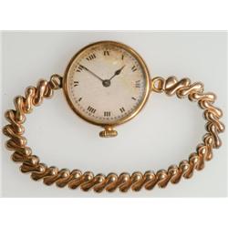 Lady's Rolex Wristwatch circa 1913; case #1083039; 15 jewel Rebberg movement; blue steel hands and b