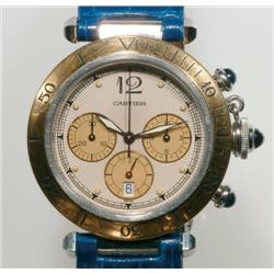 Men's Cartier ""Pasha"" Wristwatch With Date And Chronograph recent; quartz movement with 2 button c
