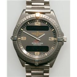 Men's Breitling ""Navitimer"" Multifunction Wristwatch recent; quartz movement; luminous hands and b