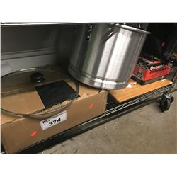 GARBAGE BAGS, AIR DUCT, COFFEE MAKER, LAUNDRY DETERGENT, LARGE COOKING POT, ASSORTED MISC