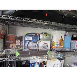 CANON SELPHY PRINTER, RCA 4-LINE BUSINESS PHONE, UMBRA ACCESSORY HAMMOCK, SMALL STEREO, SAFE