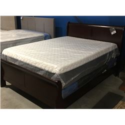QUEEN SIZE MAHOGANY  FINISH SLEIGH BED - HEADBOARD, FOOTBOARD & RAILS