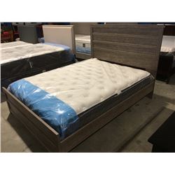 QUEEN SIZE CONTEMPORARY GREY FINISH BED - HEADBOARD, FOOTBOARD & RAILS