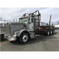 2000 KENWORTH 2DR LOGGING TRUCK, WHITE, VIN # 1NKDX6EXXYS958650, 124 085 KM,