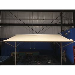 MONARCH ENTERPRISE WHITE FRAME/FAWN POLYESTER RETRACTABLE OUTDOOR AWNING