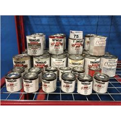 38 SMALL CANS OF ASSORTED TREMCLAD/WATCO/CRAYEUSE PAINT & PRIMERS