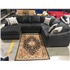 Image 1 : 3 PCE CHARCOAL GREY UPHOLSTERED SECTIONAL SOFA WITH 5 THROW CUSHIONS