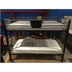 METAL FRAMED BUNKBED SET BLACK & GREY COMPLETE WITH MATTRESSES