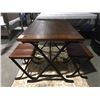 Image 2 : 5 PCE WOOD & METAL DINETTE SET TABLE WITH 4 STOOL SEATS