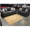 Image 1 : 2 PCE CONTEMPORARY GREY UPHOLSTERED SOFA & LOVESEAT SET WITH 6 THROW CUSHIONS