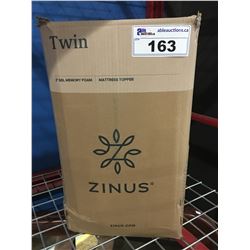 ZINUS TWIN SIZE 2" GEL MEMORY FOAM MATTRESS TOPPER