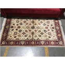 TABRIZ-WOOL HAND KNOTTED PERSIAN AREA RUG 6'3" X 4'2" (RETAIL VALUE $3,200.00)