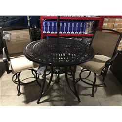 3 PCE CAST ALUMINUM BAR HEIGHT PATIO TABLE & CHAIR SET