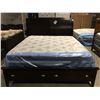 Image 2 : KING SIZE DARK WOOD PLATFORM BED WITH 2 DRAWER FOOTBOARD FEATURE