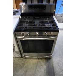 STAINLESS STEEL SAMSUNG GAS-TOP STOVE (MISSING BURNER TOP)