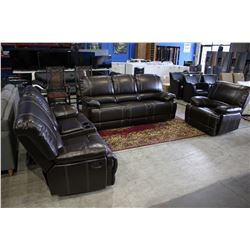 BROWN RECLINING SOFA SET WITH SOFA, LOVESEAT AND ARMCHAIR!