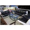 Image 1 : BLACK/WHITE MODERN SOFA SET INCLUDING SOFA, LOVESEAT AND ARMCHAIR