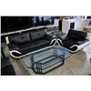 Image 2 : BLACK/WHITE MODERN SOFA SET INCLUDING SOFA, LOVESEAT AND ARMCHAIR