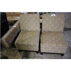 PAIR OF BEIGE PATTERNED ACCENT CHAIRS