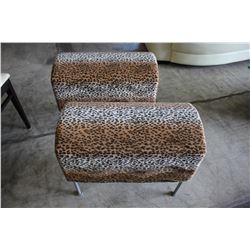 PAIR OF LEOPARD PRINT STOOLS