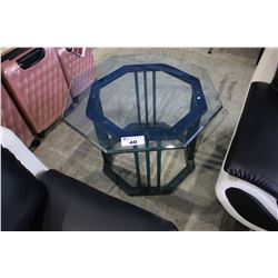 OCTAGONAL GLASS & METAL SIDE TABLE