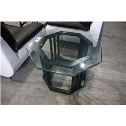 OCTAGONAL GLASS & METAL SIDE TABLE