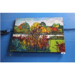 LARGE CANVAS PRINT - REEDS BY THE WATERSIDE SIGNED CERDA, BOTTOM LEFT