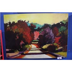 LARGE CANVAS PRINT - AUTUMN FOREST ROAD SIGNED CERDA, BOTTOM LEFT