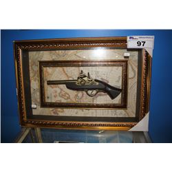 REPLICA DOUBLE BARREL PISTOL IN FRAMED CASE