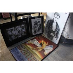 LOT OF ARTWORK (LED ZEPPELIN, 2 PAC, JAMES DEAN AND FOOTBALL)