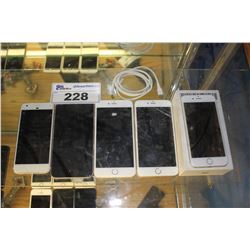 BLACK IPHONE 6+ (MODEL A1522), 2 WHITE IPHONE 6+ DEVICES (MODEL A1522 - CRACKED), WHITE IPHONE 6