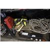 Image 2 : LOT OF TOOLS INCLUDING ECHO SHR-2100 POWER SPRAYER, ASSORTED ROPE AND STRAPPING