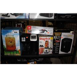 LOT INCLUDING GLASS BEVERAGE DISPENSER, HAMILTON BREW FLEXBREW, STARFRIT BLENDER, DIRT DEVIL MINI