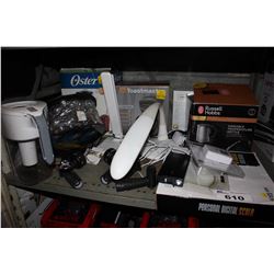 LOT INCLUDING DESK LAMPS, TOASTMASTER COFFEE MAKER, KETTLE, WATER JUG AND MORE