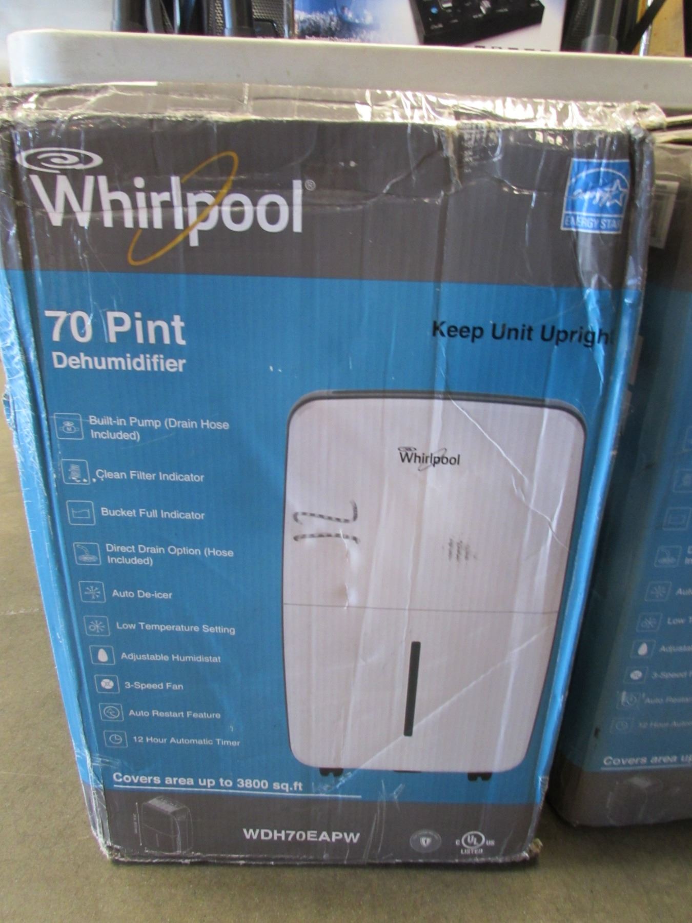 WHIRLPOOL 70 PINT DEHUMIDIFIER MODEL WDH70EAPW