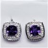 Image 2 : SILVER AMETHYST (1.8CT) CZ EARRINGS