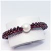 Image 2 : SILVER FLEXIBLE GARNET  PEARL BRACELET