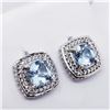 Image 2 : SILVER BLUE TOPAZ (2.6CT) CZ EARRINGS